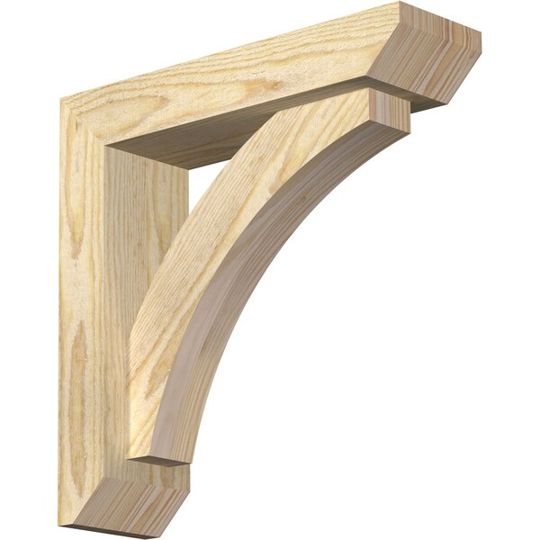 Ekena Millwork Thorton Slat Rough Sawn Bracket w/ Offset Brace, Douglas Fir, 4"W x 14"D x 14"H BKT0402X14X14THR06RDF - main